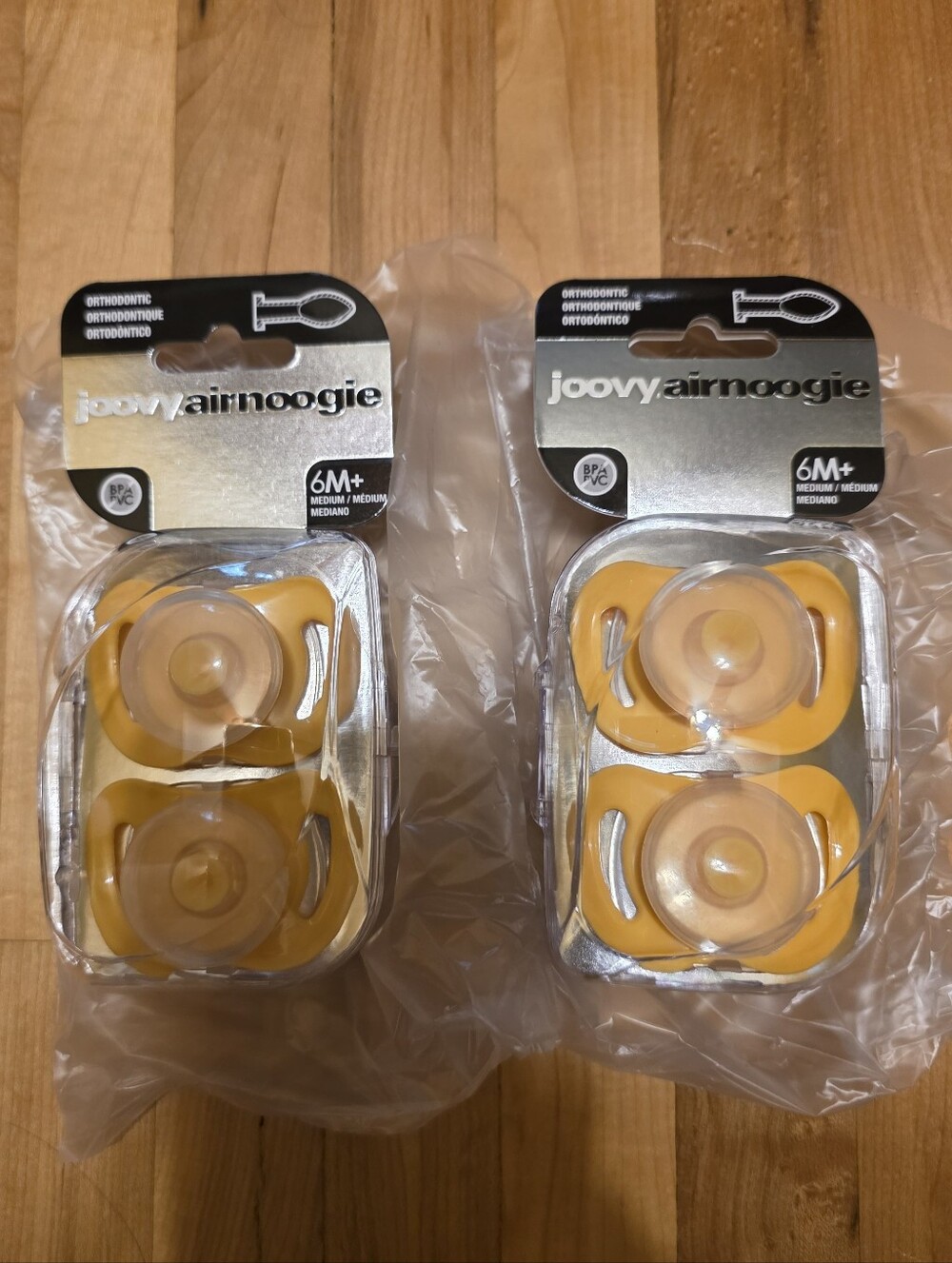Joovy Airnoogie Orthodontic Pacifiers 6M+ – Yellow (2-Pack)